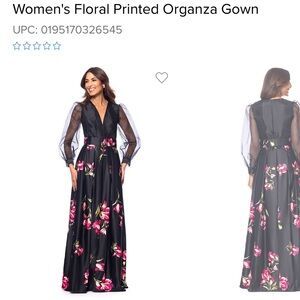 Betsy & Adam Black and Pink Floral Long Sleeve Dress